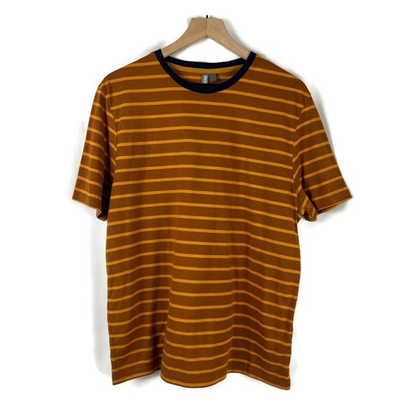 ASOS Tops - ASOS Brown Orange Stripe Short Sleeve Ring T-Shirt Black Crewneck Size Large